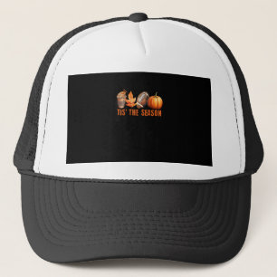 Tis The Season Pumpkin Leaf Latte Fall Thanksgivin Trucker Hat
