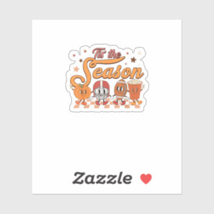 Tis The Season Pumpkin Leaf Latte Football Creativ Sticker