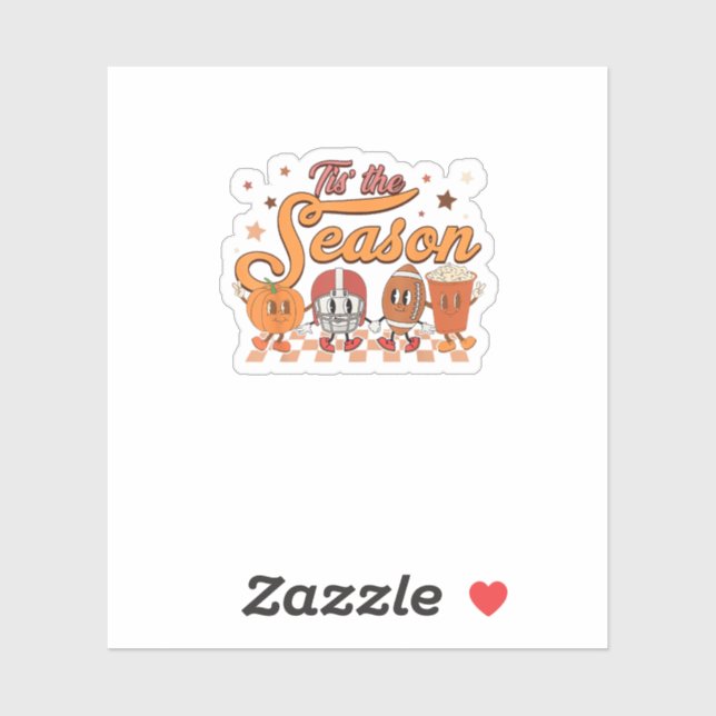 Tis The Season Pumpkin Leaf Latte Football Creativ Sticker (Sheet)