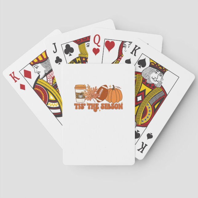 Tis The Season Pumpkin Leaf Thanksgiving Football  Poker Cards (Back)
