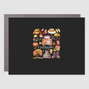 Tis The Season Pumpkin Leaves Autumn Car Magnet