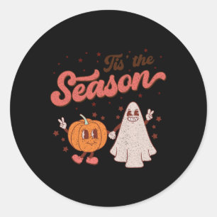 Tis The Season Pumpkin Spice Fall Autumn Boo Hall Classic Round Sticker
