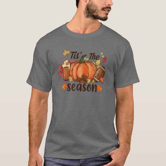 Tis The Season Pumpkin Spice Fall Vibes Game Day F T-Shirt (Front)