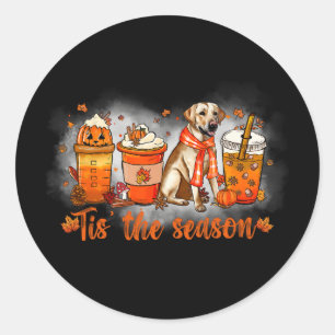 Tis The Season Pumpkin Spice Latte Golden Hallowee Classic Round Sticker
