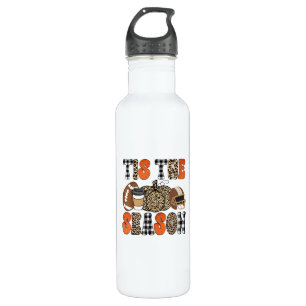 Tis The Season Pumpkin Thanksgiving Football Funny Stainless Steel Water Bottle