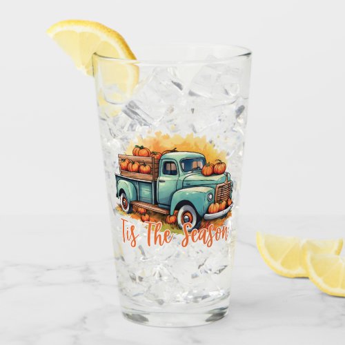 Tis The Season Pumpkin Truck Glass