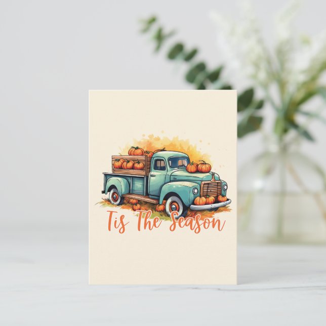 'Tis The Season Pumpkin Truck Postcard (Standing Front)