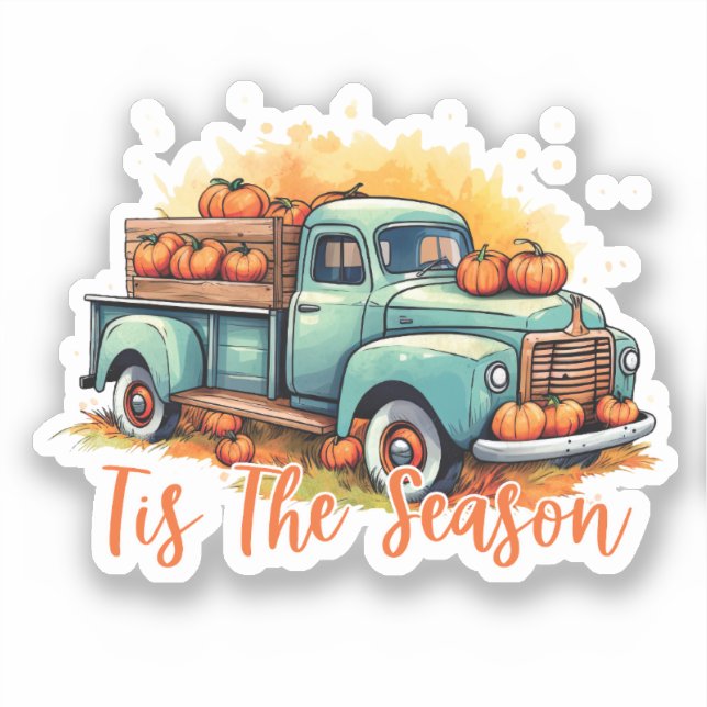 'Tis The Season Pumpkin Truck Sticker (Front)