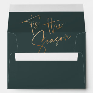 Tis the Season Quote Green Minimalist Christmas Envelope