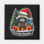 Tis The Season Racoon Christmas Tree Festive Xmas  Magnet