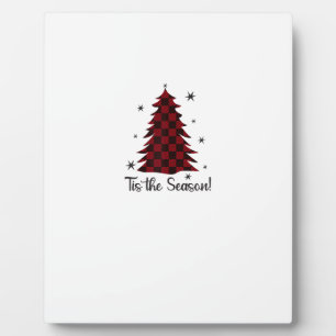Tis The Season Red Plaid Christmas Tree Plaque