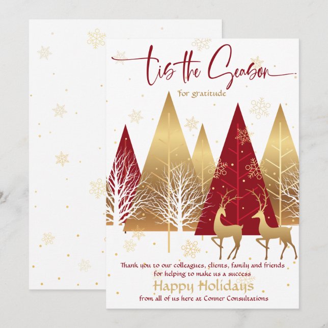 'Tis the Season Red Stylized Business Appreciation Invitation (Front/Back)