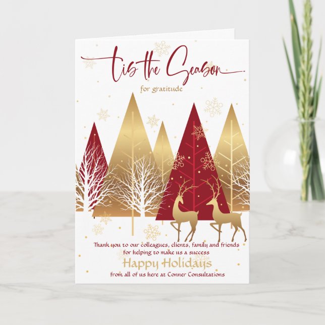 'Tis the Season Red Stylized Business Greeting Invitation (Front)