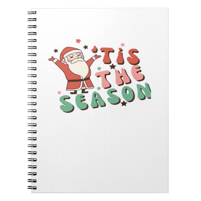 Tis The Season Retro Christmas Santa Notebook (Front)