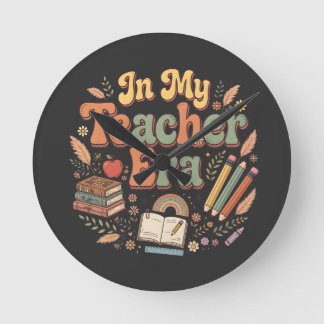 Tis The Season - Retro Groovy Christmas Gingerbrea Round Clock