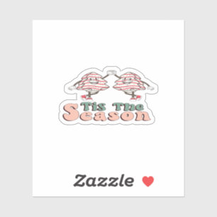 Tis The Season Retro Groovy Christmas Vintage Chri Sticker