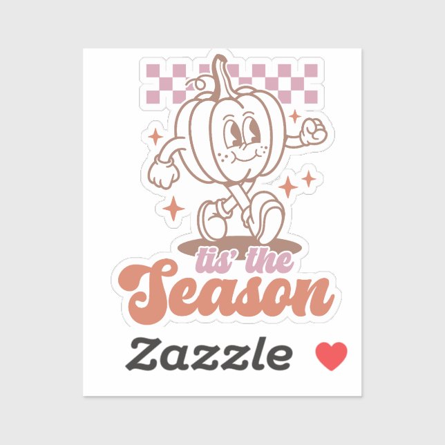 'Tis the season Retro Groovy Pumpkin Fall Sticker (Sheet)
