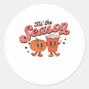 Tis The Season Retro Halloween Fall Party Vintage  Classic Round Sticker