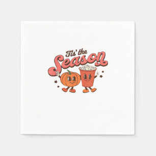 Tis The Season Retro Halloween Fall Party Vintage Napkins