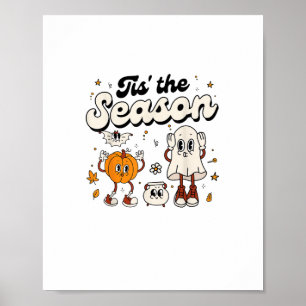 Tis The Season Retro Halloween Party Funny Boo Pum Poster