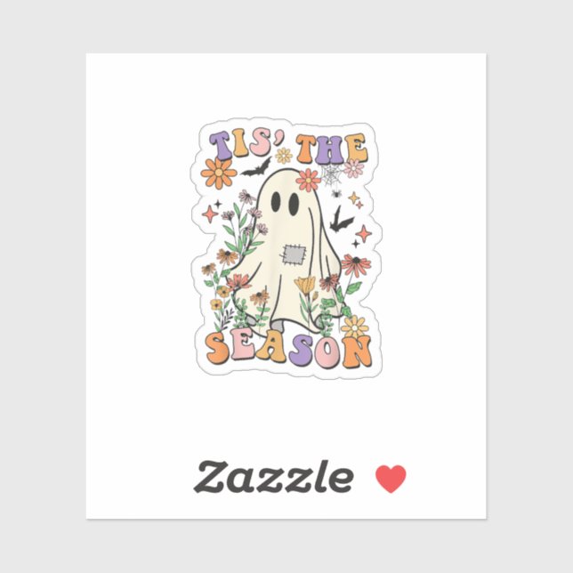 Tis The Season Retro Halloween Party Funny Trendy Sticker (Sheet)