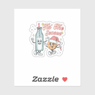 Tis The Season Retro Milk And Cookie Christmas Sticker