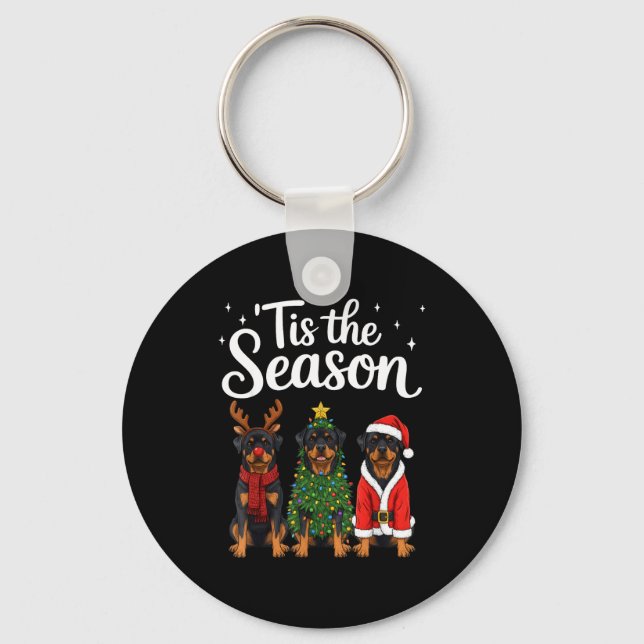 Tis The Season Rottweiler Christmas Santa Rottie D Keychain (Front)