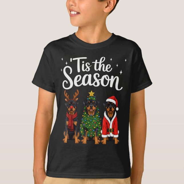 Tis The Season Rottweiler Christmas Santa Rottie D T-Shirt (Front)