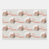 Tis the Season Round Photos Set of 3 Wrapping Paper Sheets (Front 3)