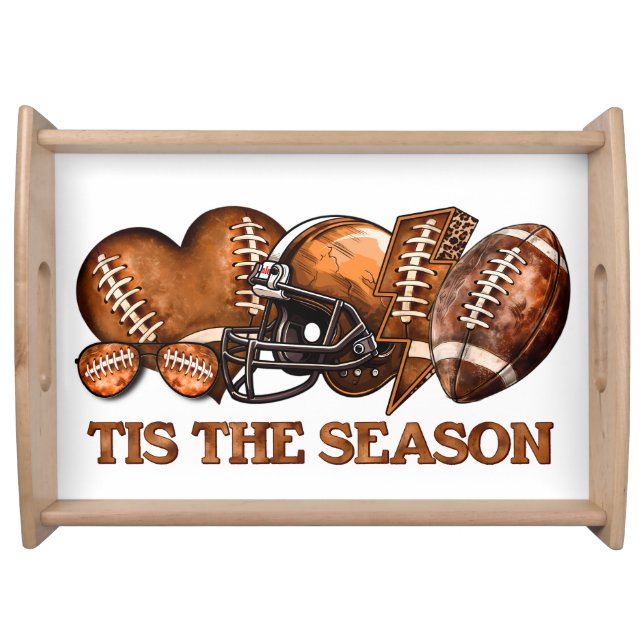 Tis the Season Rustic Football Serving Tray (Front)