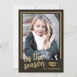 Tis The Season Rustic Holiday Photo Flat Card