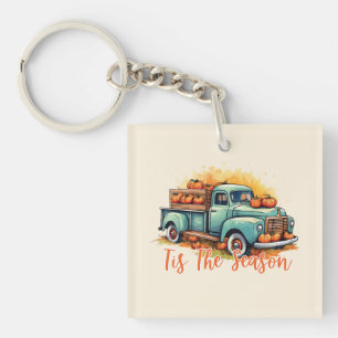 'Tis The Season – Rustic Truck with Pumpkins Keychain