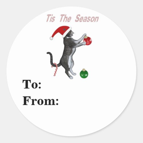 Tis The Season Santa Cat Christmas tag to from