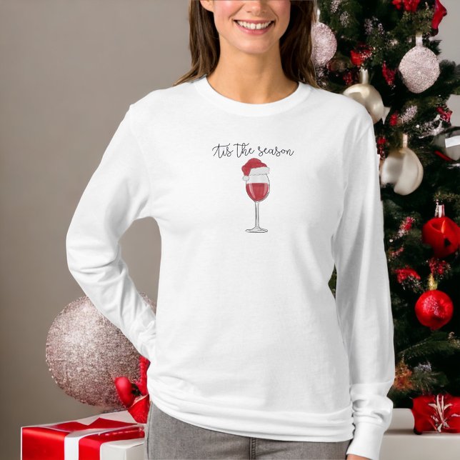 Tis the Season Santa Hat Wine Holiday T-Shirt (Creator Uploaded)