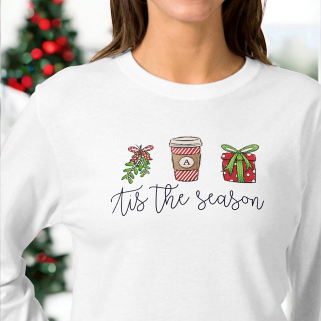 Tis the Season Script Initial Coffee Gift  T-Shirt (Creator Uploaded)