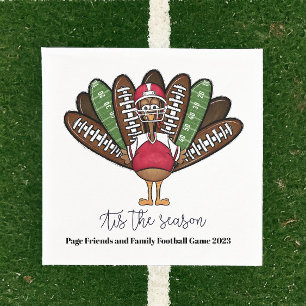Tis the Season Script Thanksgiving Football Turkey Napkins