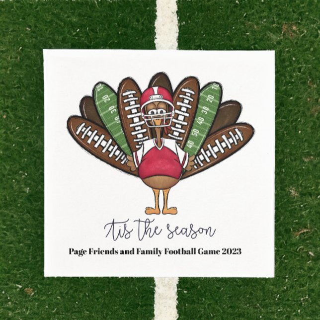 Tis the Season Script Thanksgiving Football Turkey Napkins (Creator Uploaded)