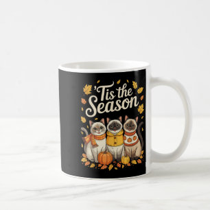 Tis The Season Siamese Cat Fall Autumn Pumpkin Coffee Mug