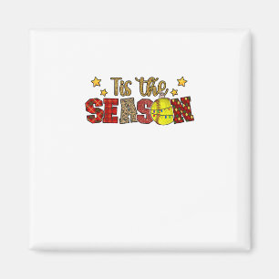 Tis The Season Softball Christmas Softball Player Magnet