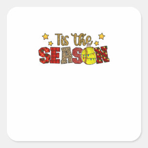 Tis The Season Softball Christmas Softball Player Square Sticker