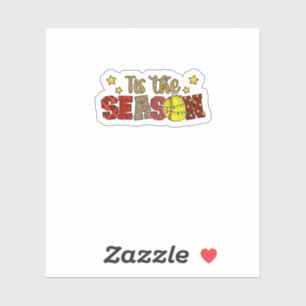 Tis The Season Softball Christmas Softball Player Sticker