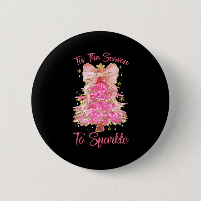 Tis The Season Sparkle Christmas Tree Xmas Women G Button (Front)