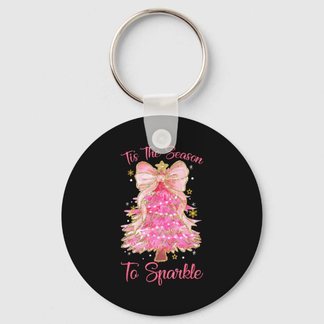 Tis The Season Sparkle Christmas Tree Xmas Women G Keychain (Front)