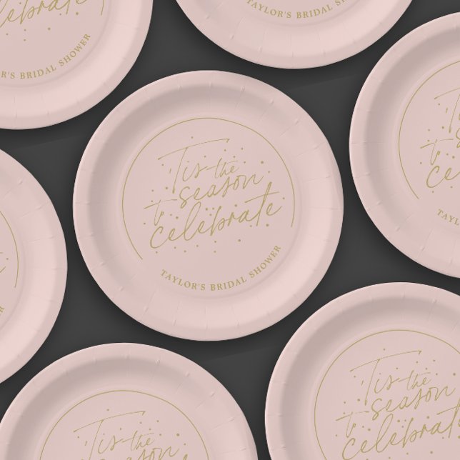 Tis the Season Taupe Winter Bridal Shower  Paper Plates (Creator Uploaded)