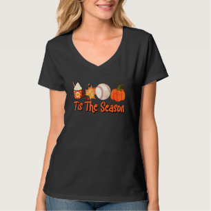 Tis The Season Thanksgiving Baseball Pumpkin Latte T-Shirt
