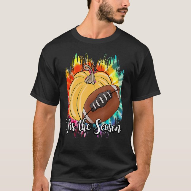 Tis The Season Thanksgiving Football Pumpkin  Tie  T-Shirt (Front)