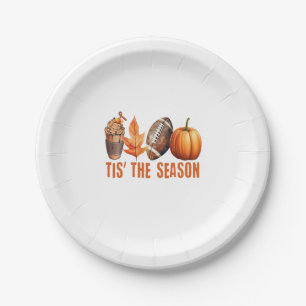 Tis The Season Thanksgiving Pumpkin Paper Plates