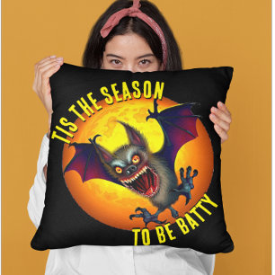 Tis the Season To Be Batty Vampire Bat Throw Pillow