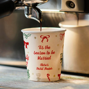 Tis the Season to Be Christmas Bridal Shower Paper Cups