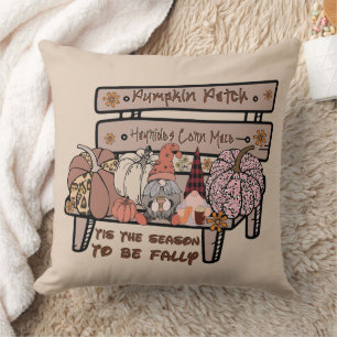 Tis' the Season to be FALLY Comic Gnomes Throw Pillow